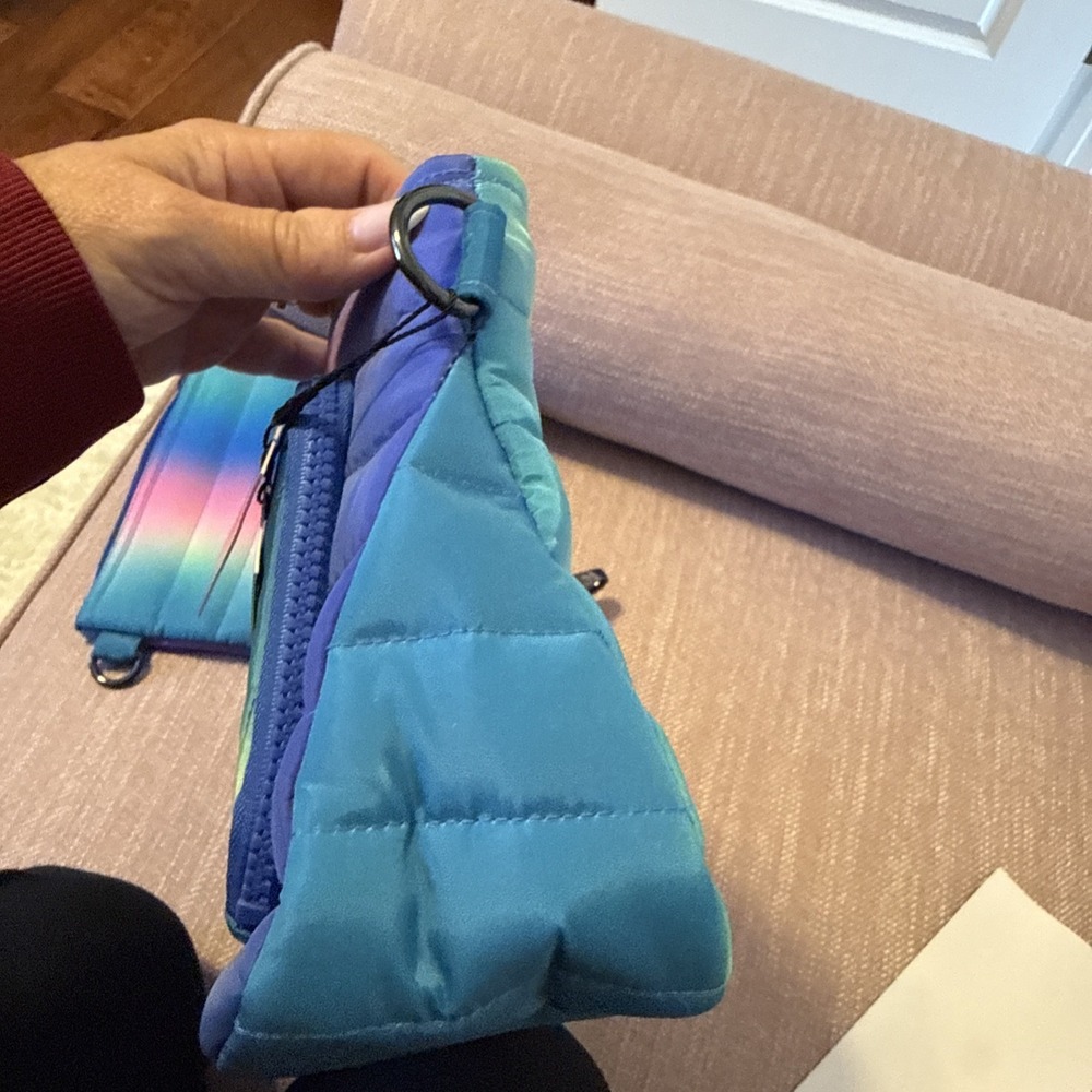 Think Royln Bank Street XL Crossbody w/Pouch Blue Lagoon Ombre Quilted RFID - Picture 12 of 15